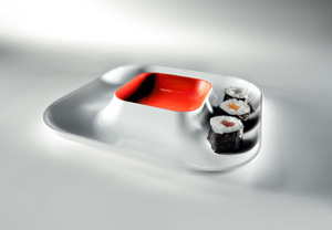 Mebel Red Entity 3 Square Dish 21 x 21 x 2cm MBEN03RD