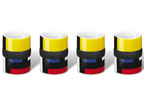 PO Set of 4 Espresso Mondri Ring Mugs Gift Box