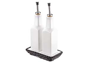 Saleen Black Oil & Vinegar Bottles with Basket SAB1024191